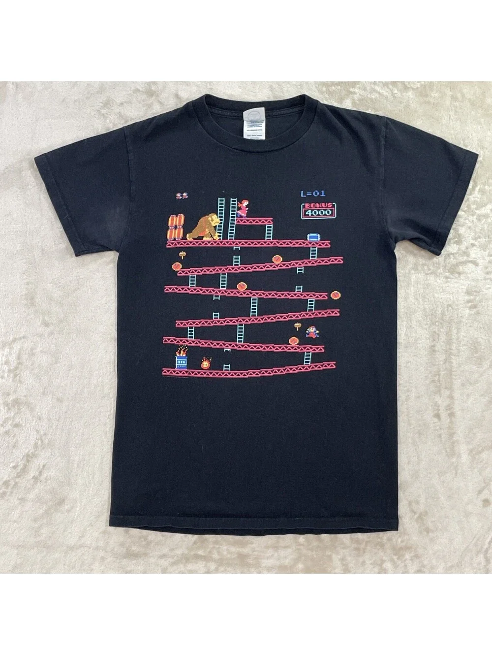 Vintage Donkey Kong Nintendo Arcade Video Game Graphic Black T-shirt Mens Size S
